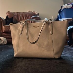 Coach Tan Leather Tote with Gold Hardware